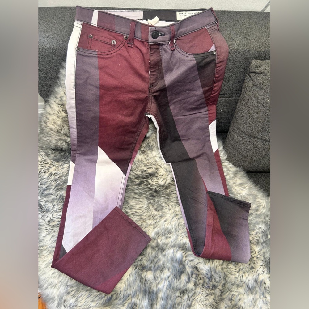 Rag & Bone Goetz Burgundy Gossip Girl Leggings,‎ sz 27